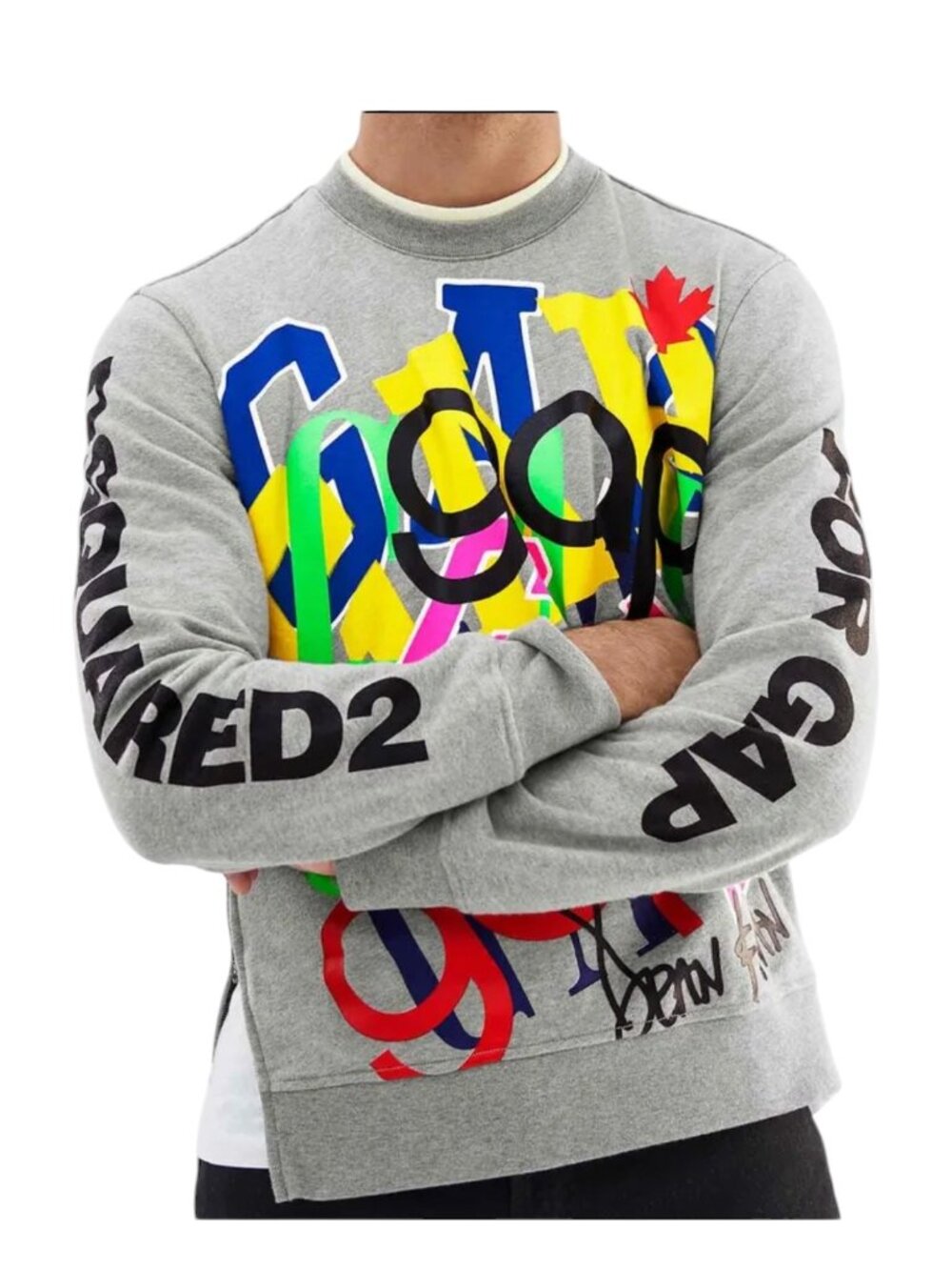GAP X DSQUARED2 Sweatshirt All Over Logo Side Zips Men's sz M Designer Collab